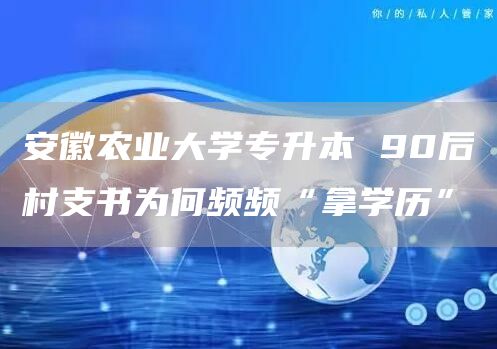 安徽农业大学专升本 90后村支书为何频频“拿学历”(图1)