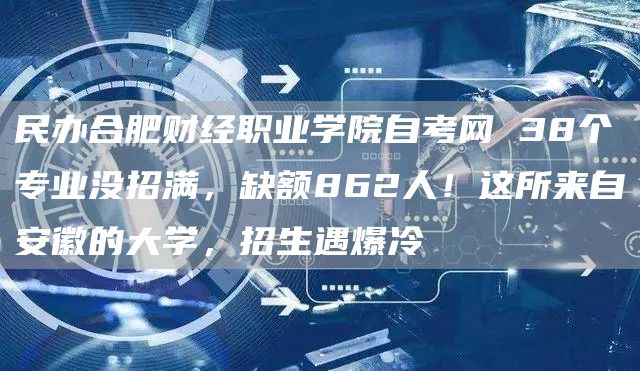 民办合肥财经职业学院自考网 38个专业没招满，缺额862人！这所来自安徽的大学，招生遇爆冷