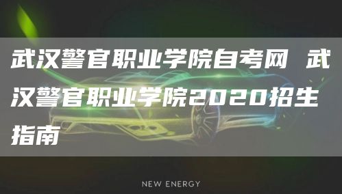 武汉警官职业学院自考网 武汉警官职业学院2020招生指南(图1)