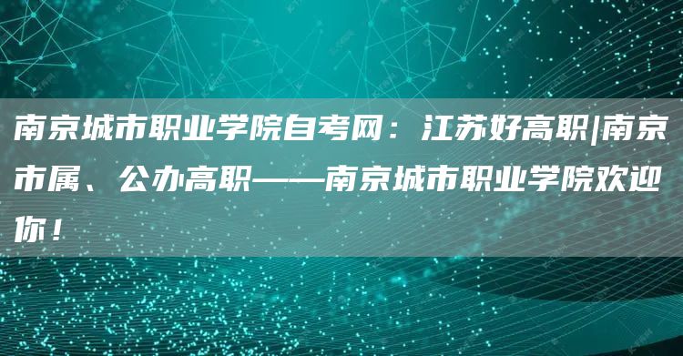 南京城市职业学院自考网：江苏好高职|南京市属、公办高职——南京城市职业学院欢迎你