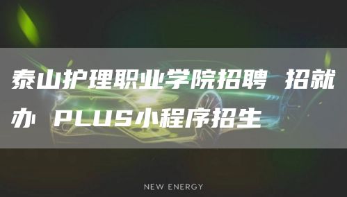 泰山护理职业学院招聘 招就办 PLUS小程序招生