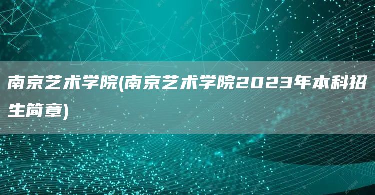 南京艺术学院(南京艺术学院2023年本科招生简章)