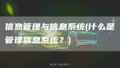 信息管理与信息系统(什么是管理信息系统？)(图1)