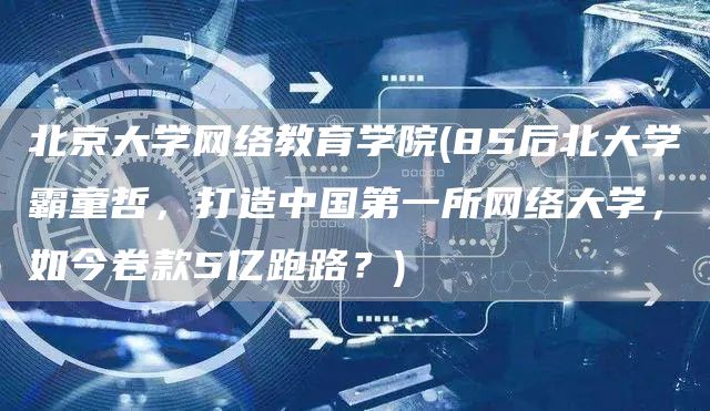 北京大学网络教育学院(85后北大学霸童哲，打造中国第一所网络大学，如今卷款5亿跑路？)(图1)