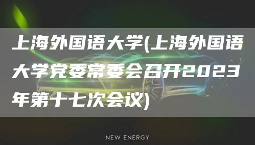 上海外国语大学(上海外国语大学党委常委会召开2023年第十七次会议)(图1)