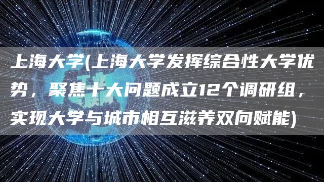 上海大学(上海大学发挥综合性大学优势，聚焦十大问题成立12个调研组，实现大学与城市相互滋养双向赋能)(图1)