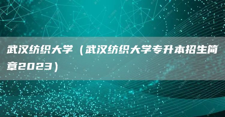 武汉纺织大学（武汉纺织大学专升本招生简章2023）(图1)