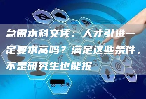 急需本科文凭：人才引进一定要求高吗？满足这些条件，不是研究生也能报(图1)