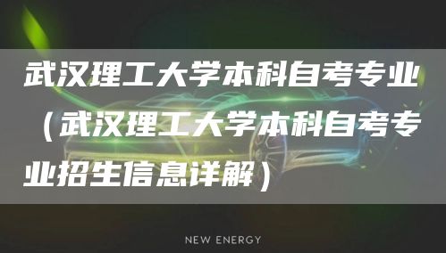 武汉理工大学本科自考专业（武汉理工大学本科自考专业招生信息详解）