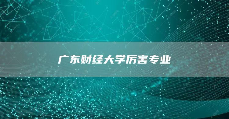 广东财经大学厉害专业